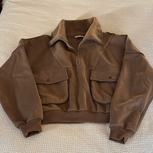 AEMI+CO Brown half zip sweatshirt